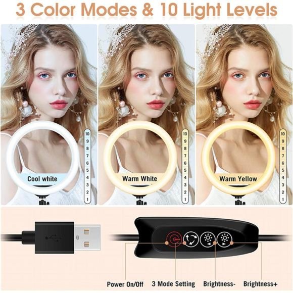 13 inch Ring Light with Floor Tripod &Desk Stand (Ringlight Kit Totally 74"Tall) - Picture 6 of 6